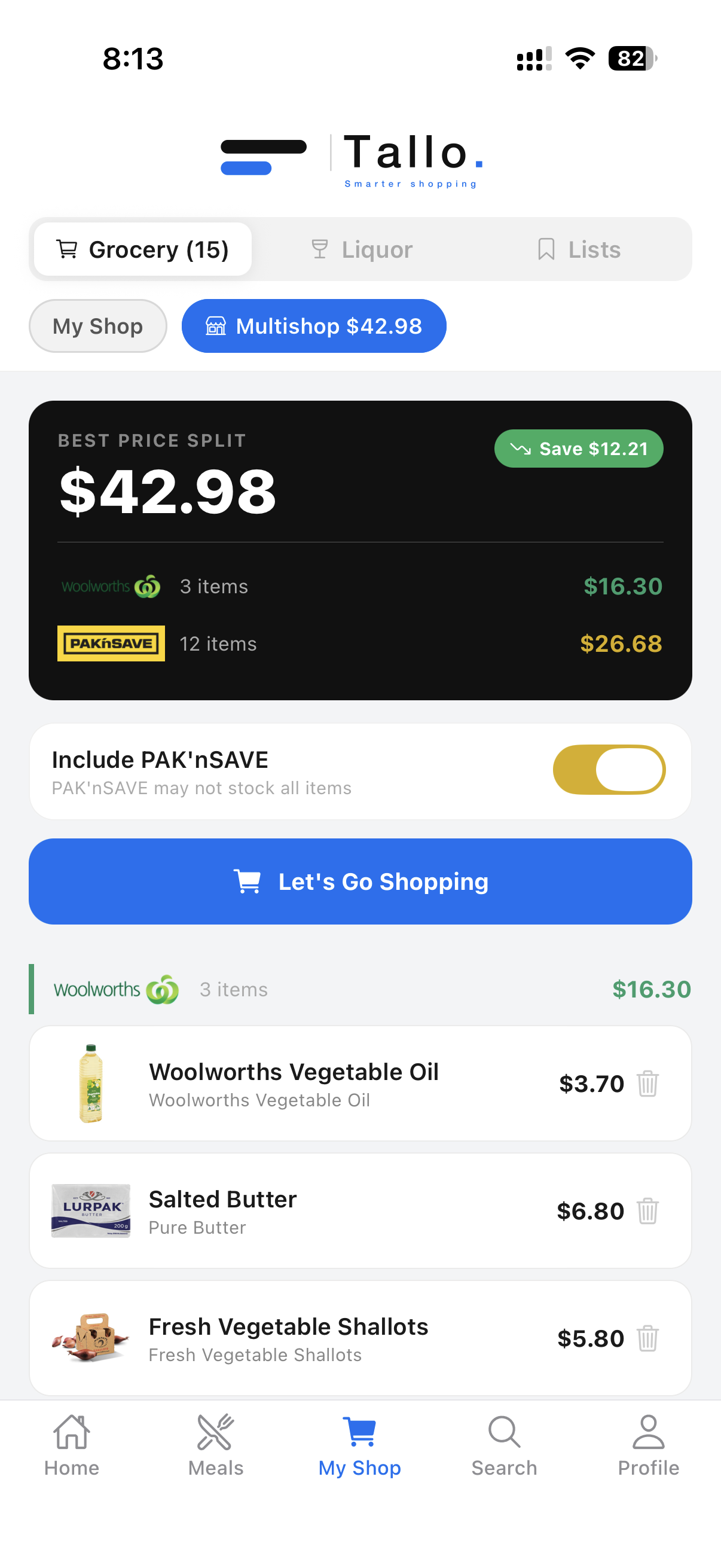 Tallo multishop price split