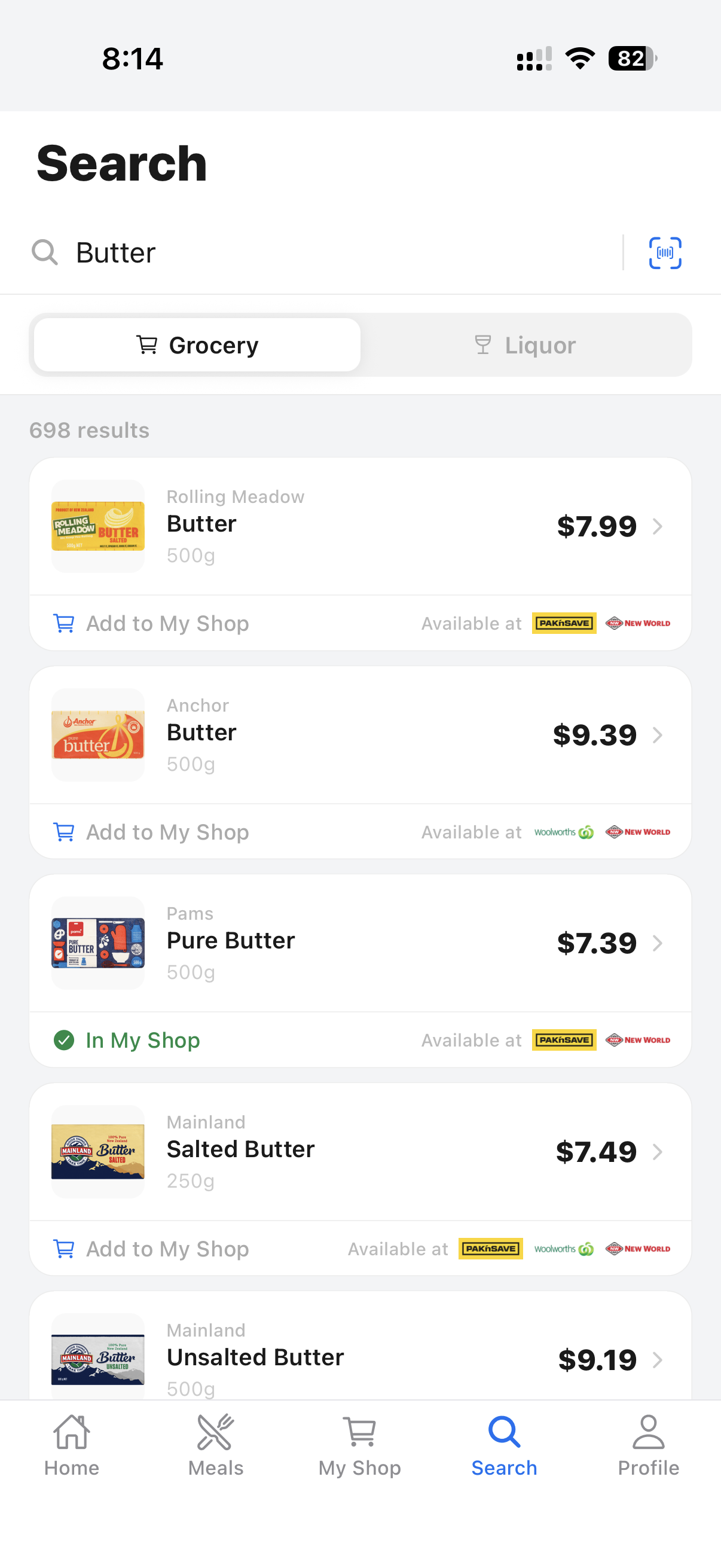 Tallo grocery search comparing current prices